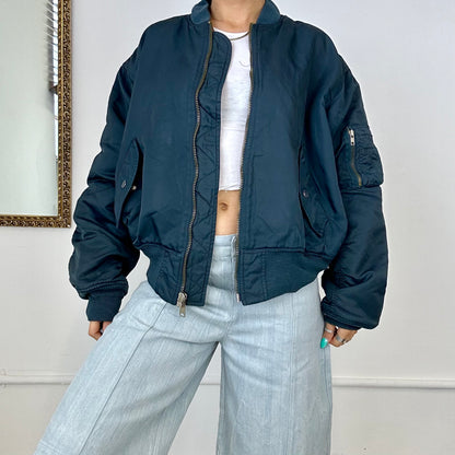 oversized navy bomber jacket