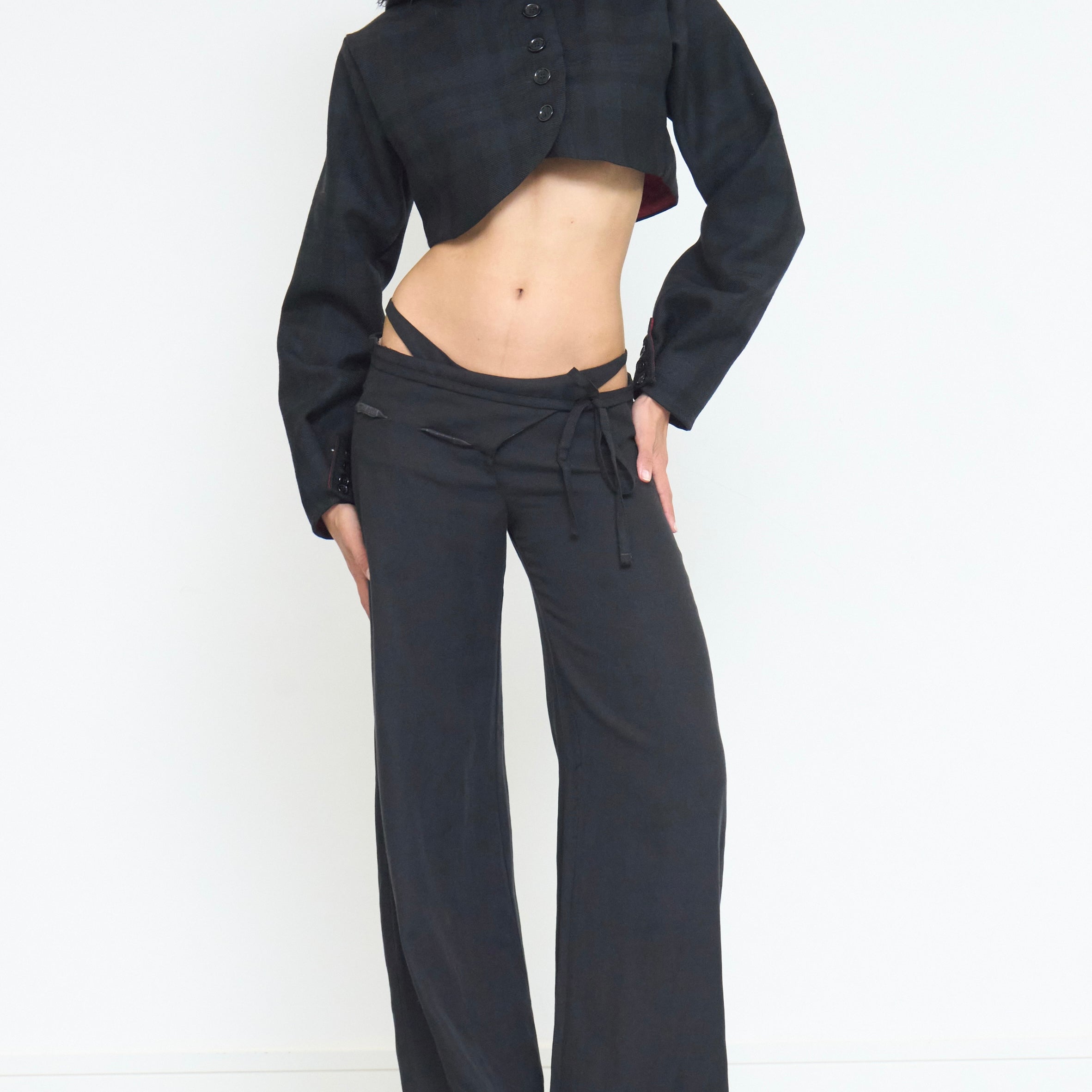billie tie trouser - black