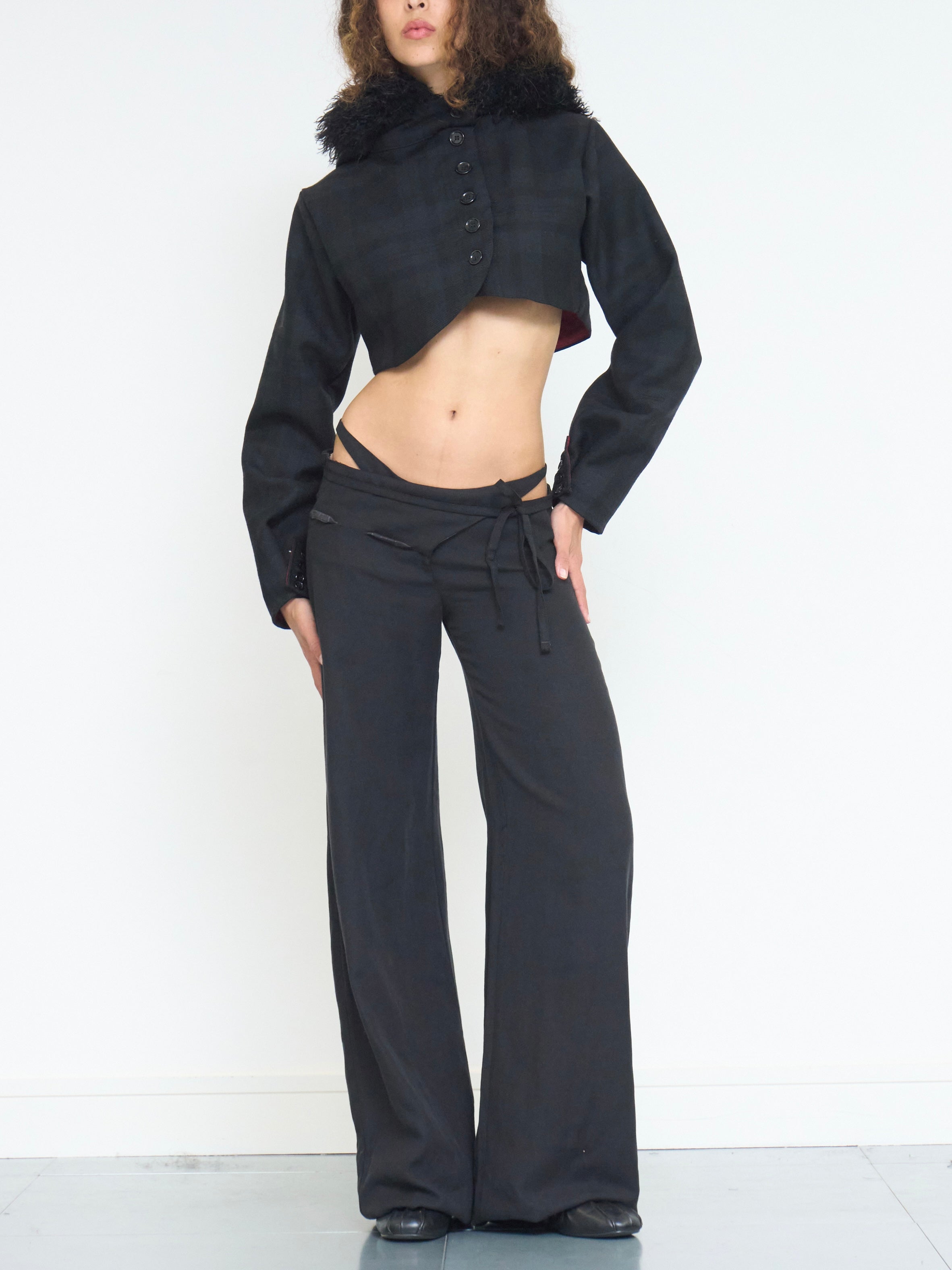 billie tie trouser - black