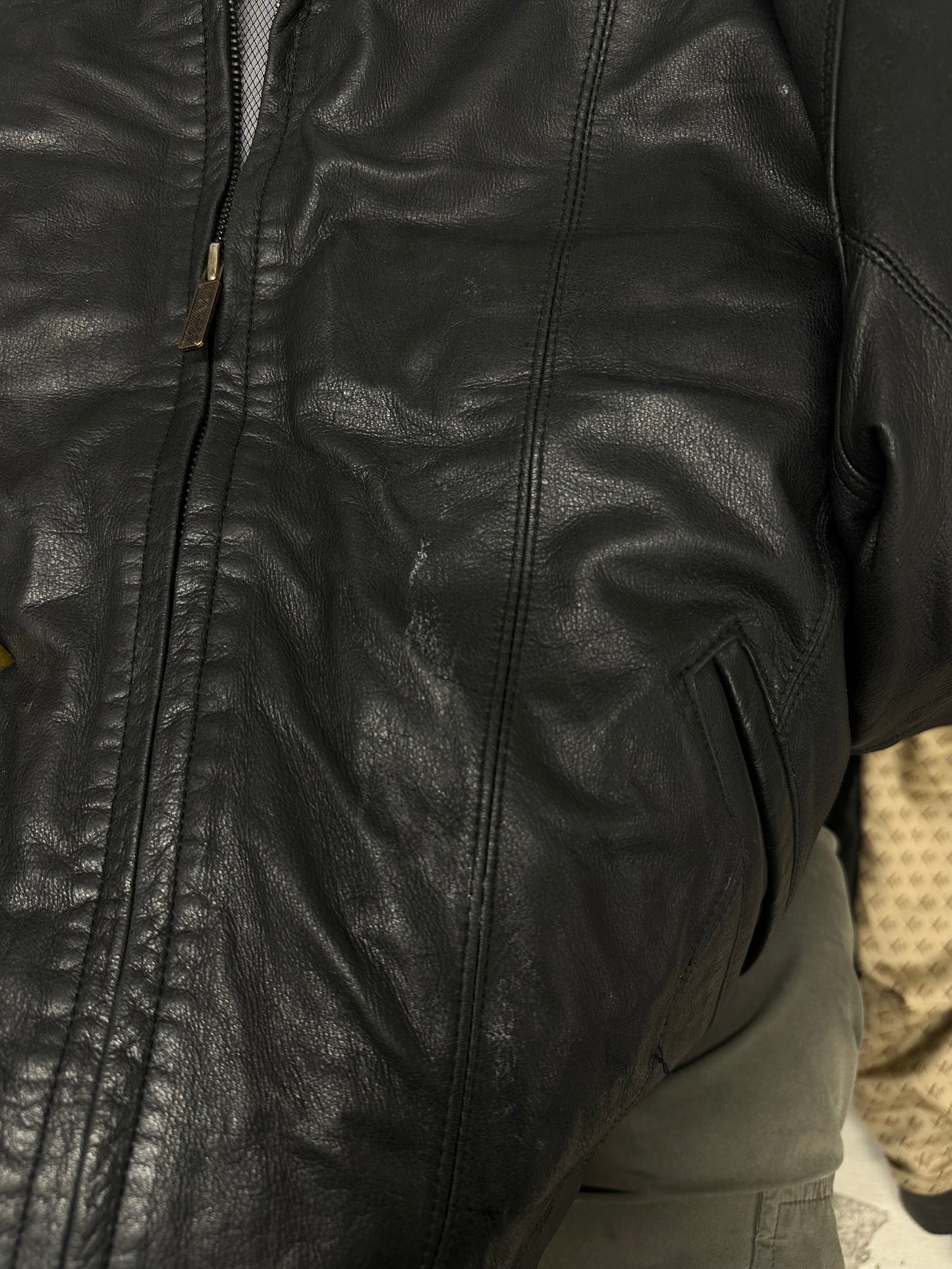 vintage black leather jacket