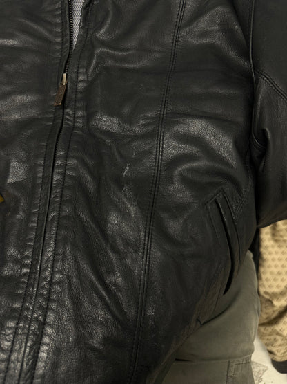 vintage black leather jacket