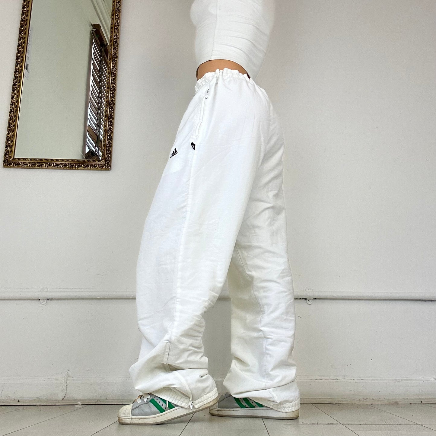 adidas baggy white tracksuit trousers