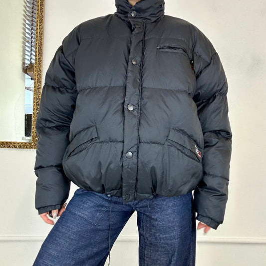 vintage black puffer coat