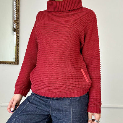 prada red chunky roll kneck knitt jumper