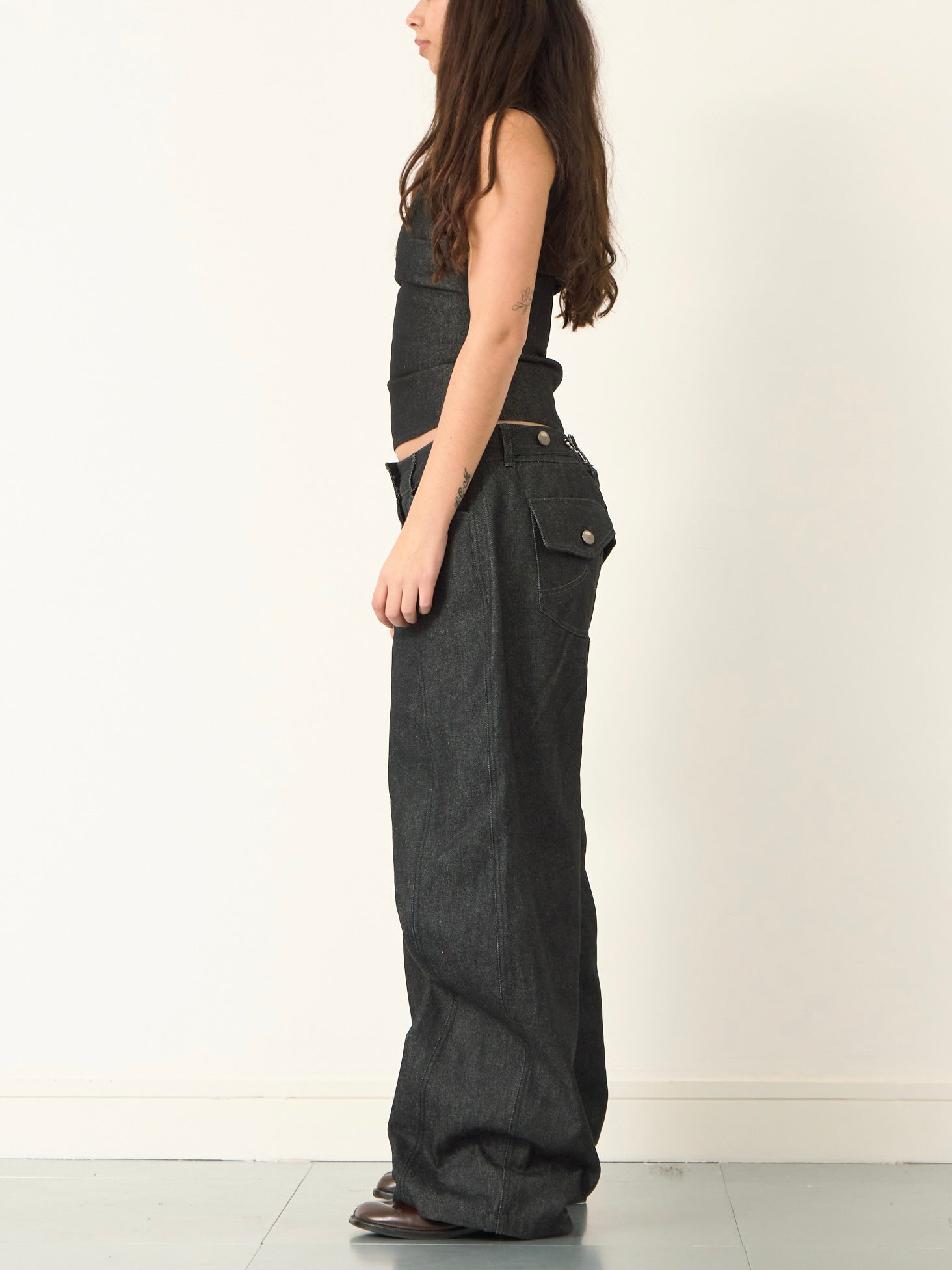 balloon jean - dark grey denim