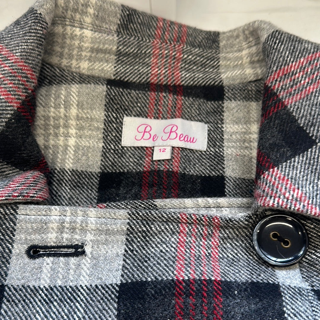 2000's checkered double breasted pea coat