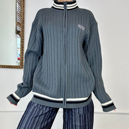 vintage hugo boss zip up knitted jumper