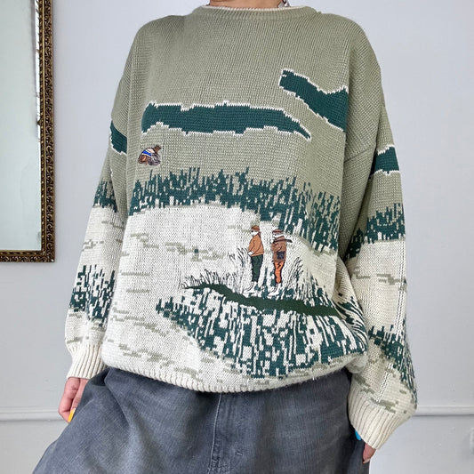 vintage landscape knit jumper