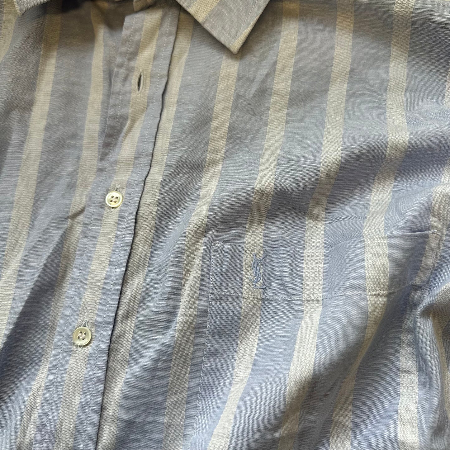 yves saint laurent oversized striped blue shirt