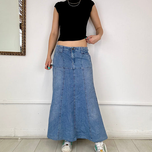 2000's denim maxi skirt