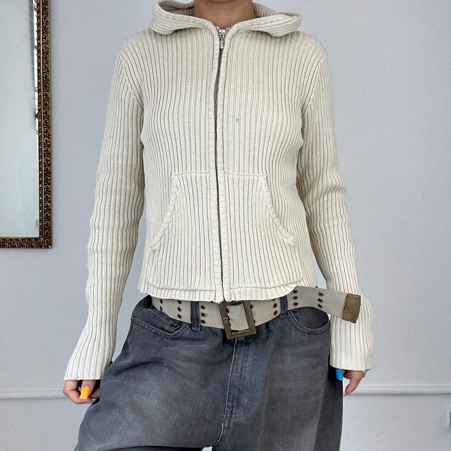 knitted zip-up hoodie by fishbone