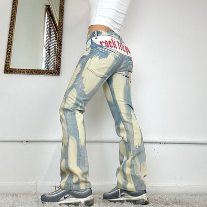 versace two tone flared jeans