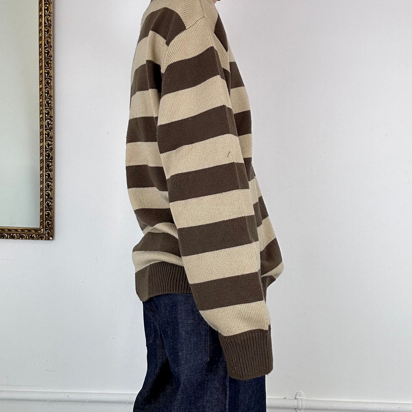 Lacoste brown striped knit jumper