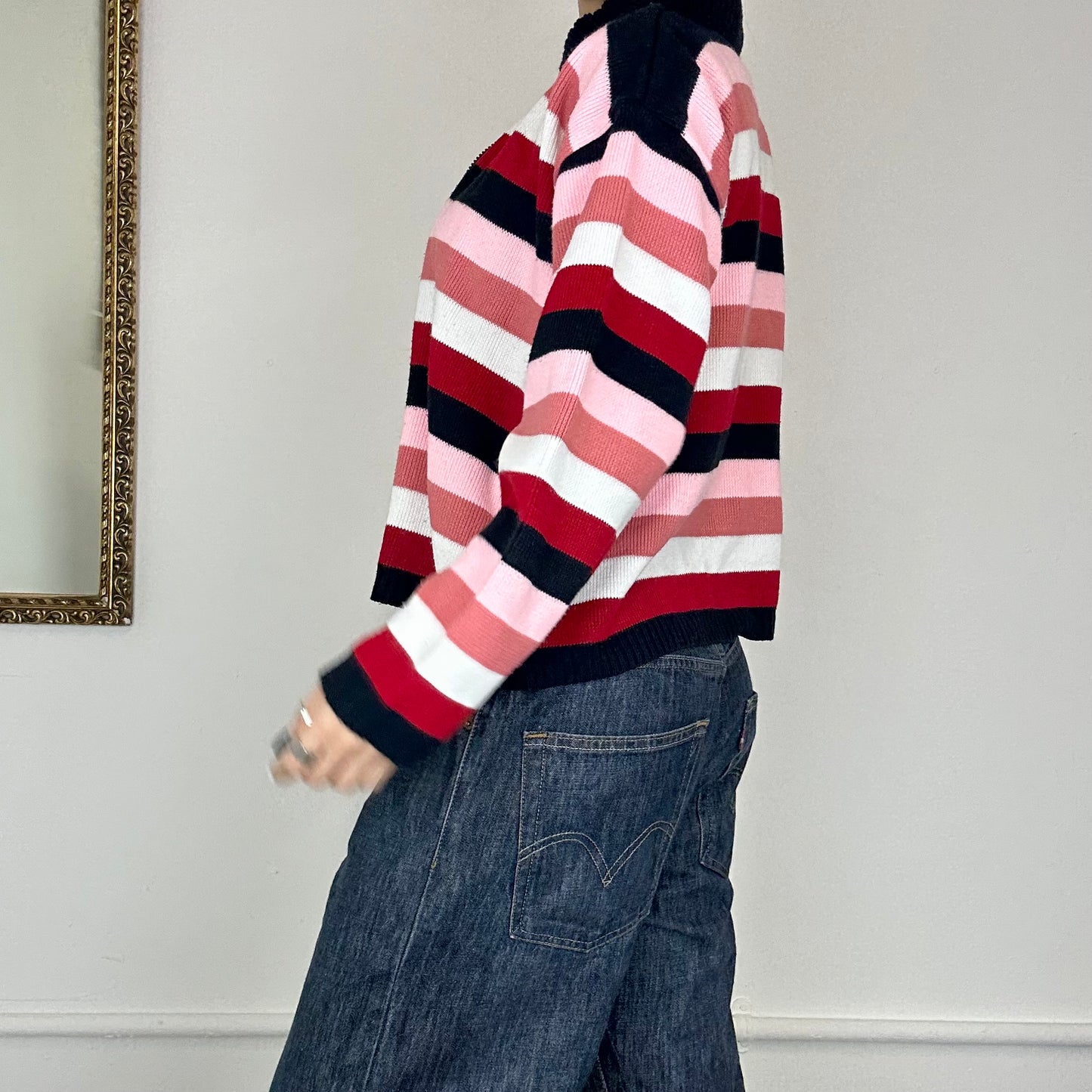 tommy hilfiger striped zip up jumper