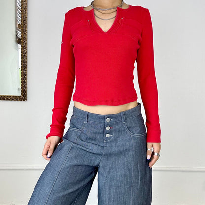 Pepe jeans red long sleeved top