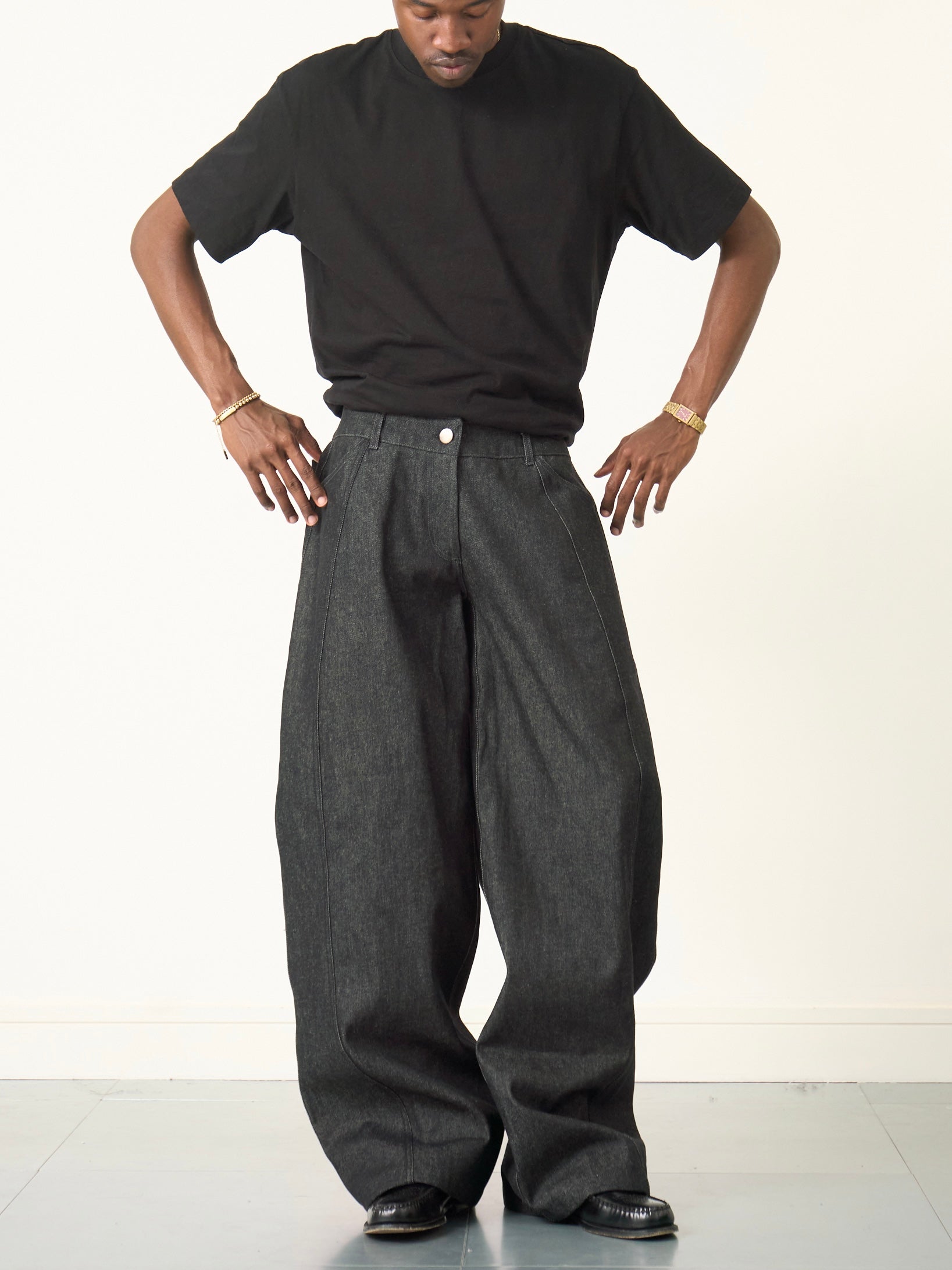 balloon jean - dark grey denim