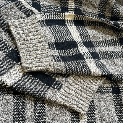 vintage grey & black checkered tommy hilfiger knit