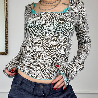 2000’s mesh snake print top