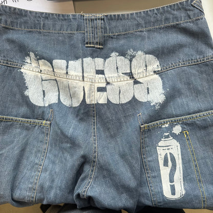 vintage guess cargo 3/4 length jeans / shorts