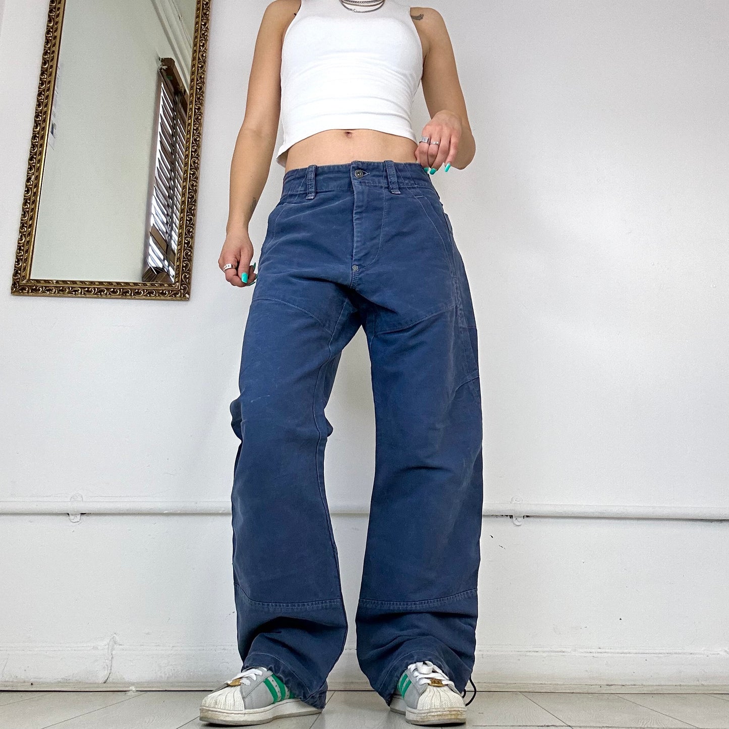 navy baggy cargo trousers