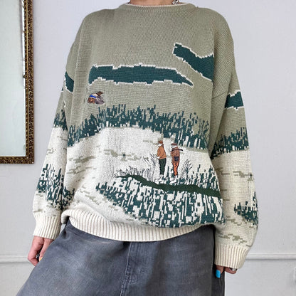 vintage landscape knit jumper