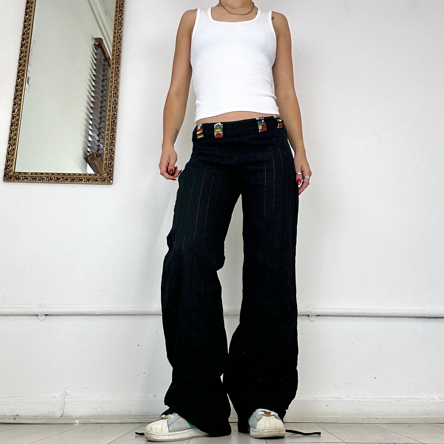 vintage miss sixty black cotton cargo trousers