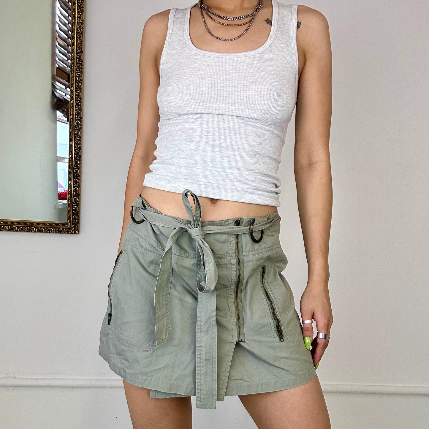 2000's sisley utility mini skirt