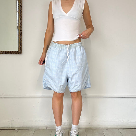 light blue check baggy shorts by nike