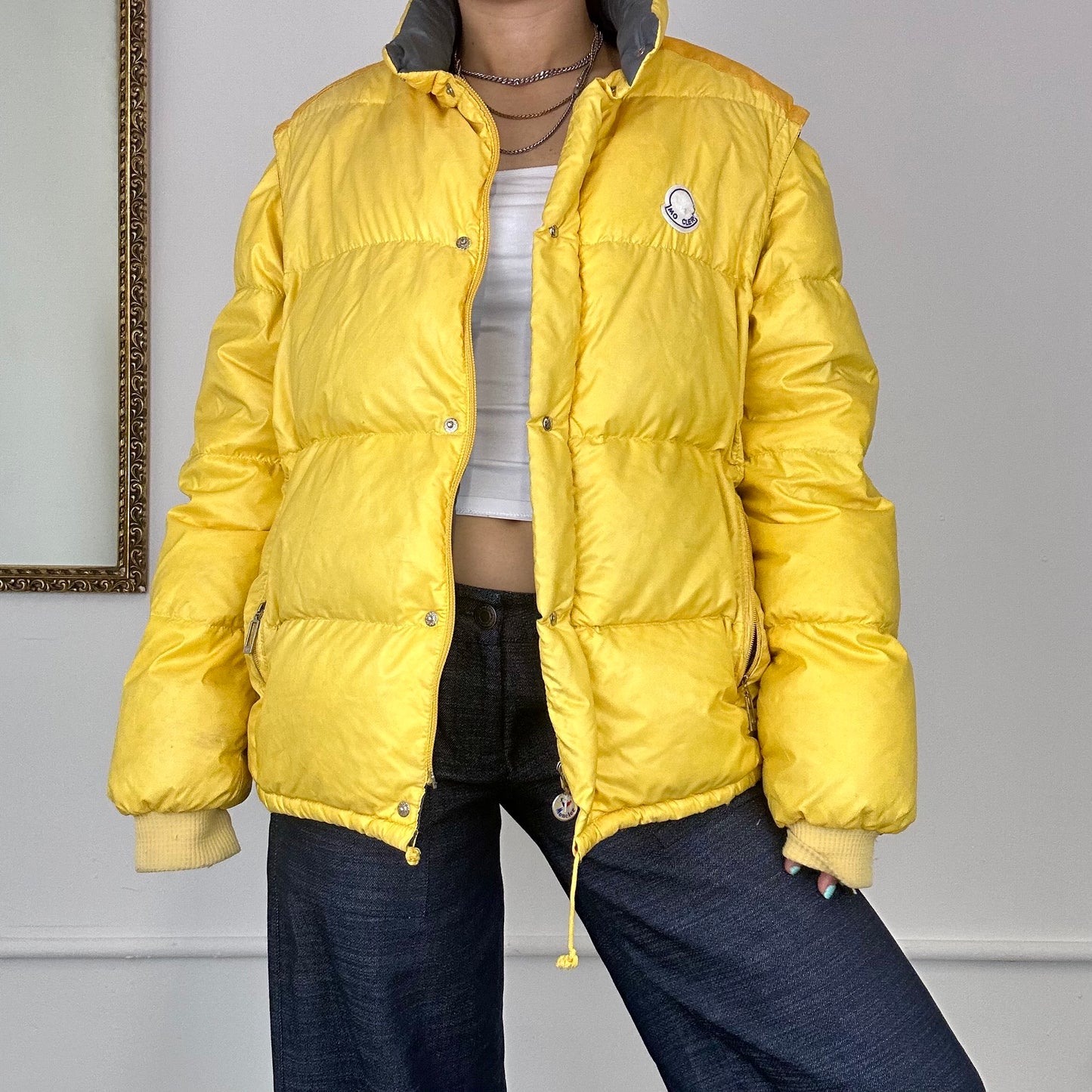 moncler vintage yellow puffer jacket