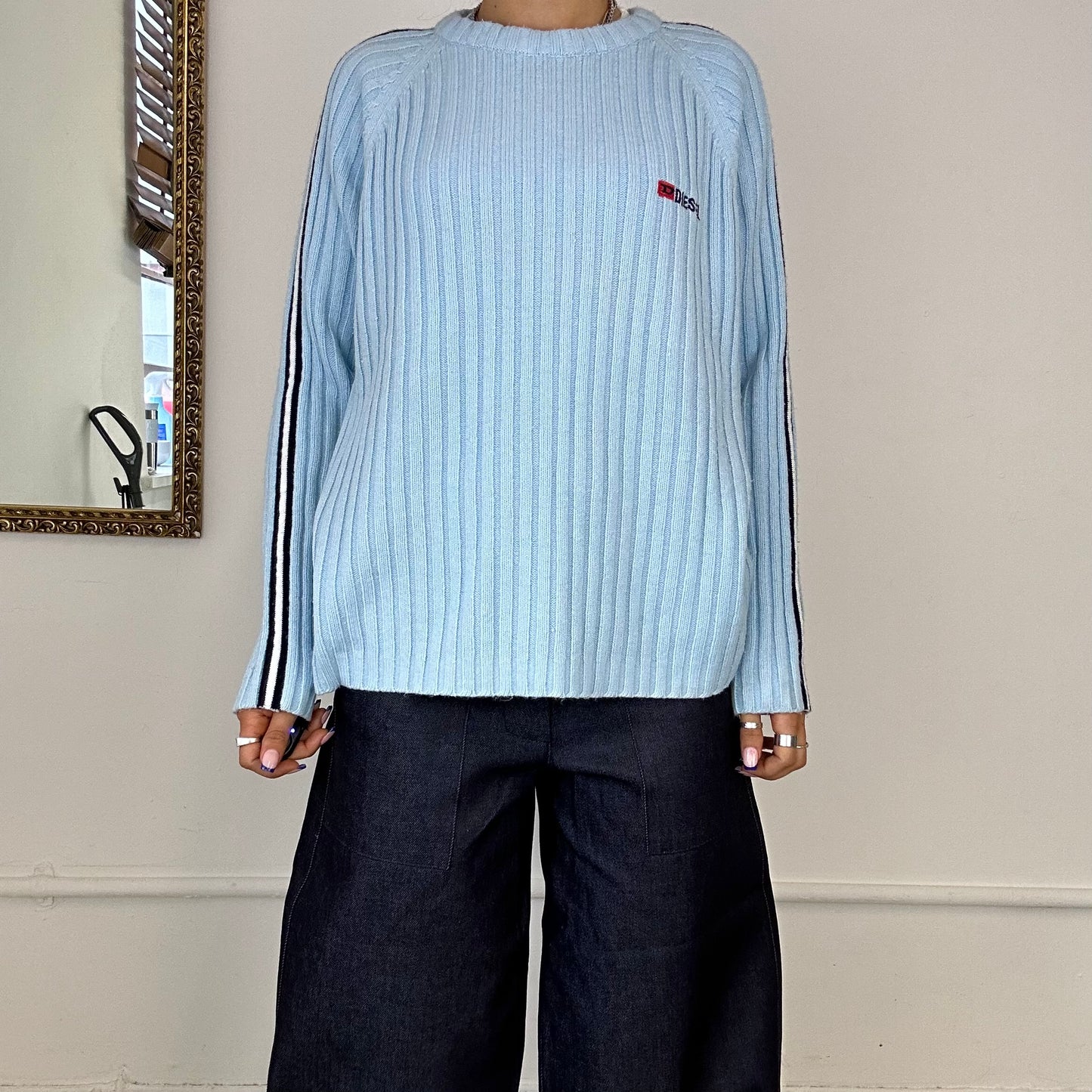 90s baby blue diesel knit jumper