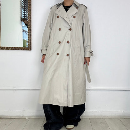 beige vintage long trench coat by barstons