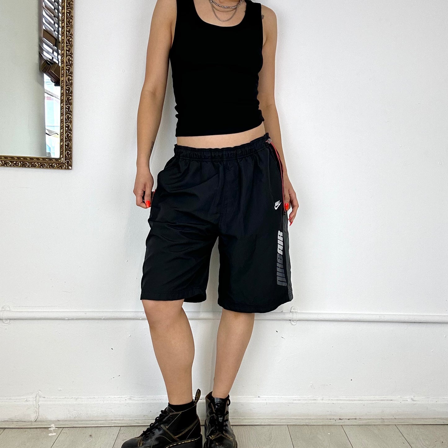 black baggy nike air shorts