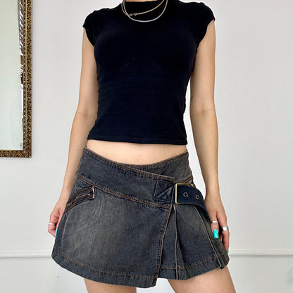 phard 00's pleated mini buckle skirt