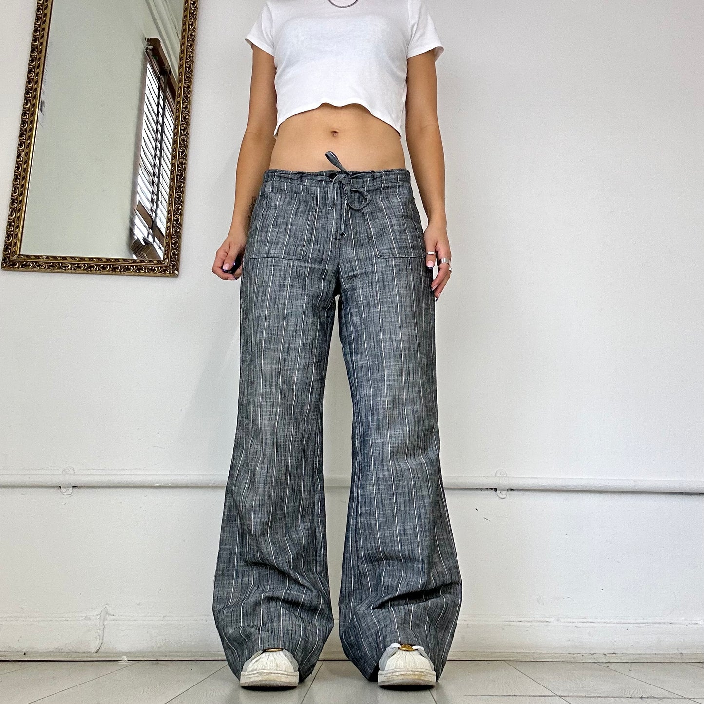 2000's wide leg pinstripe trousers