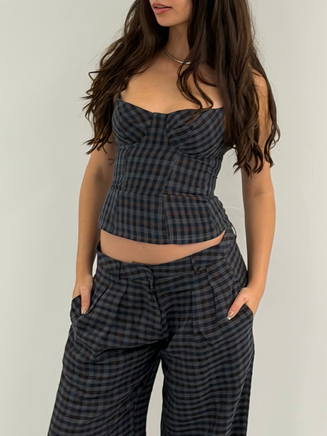 sienna top - gingham linen