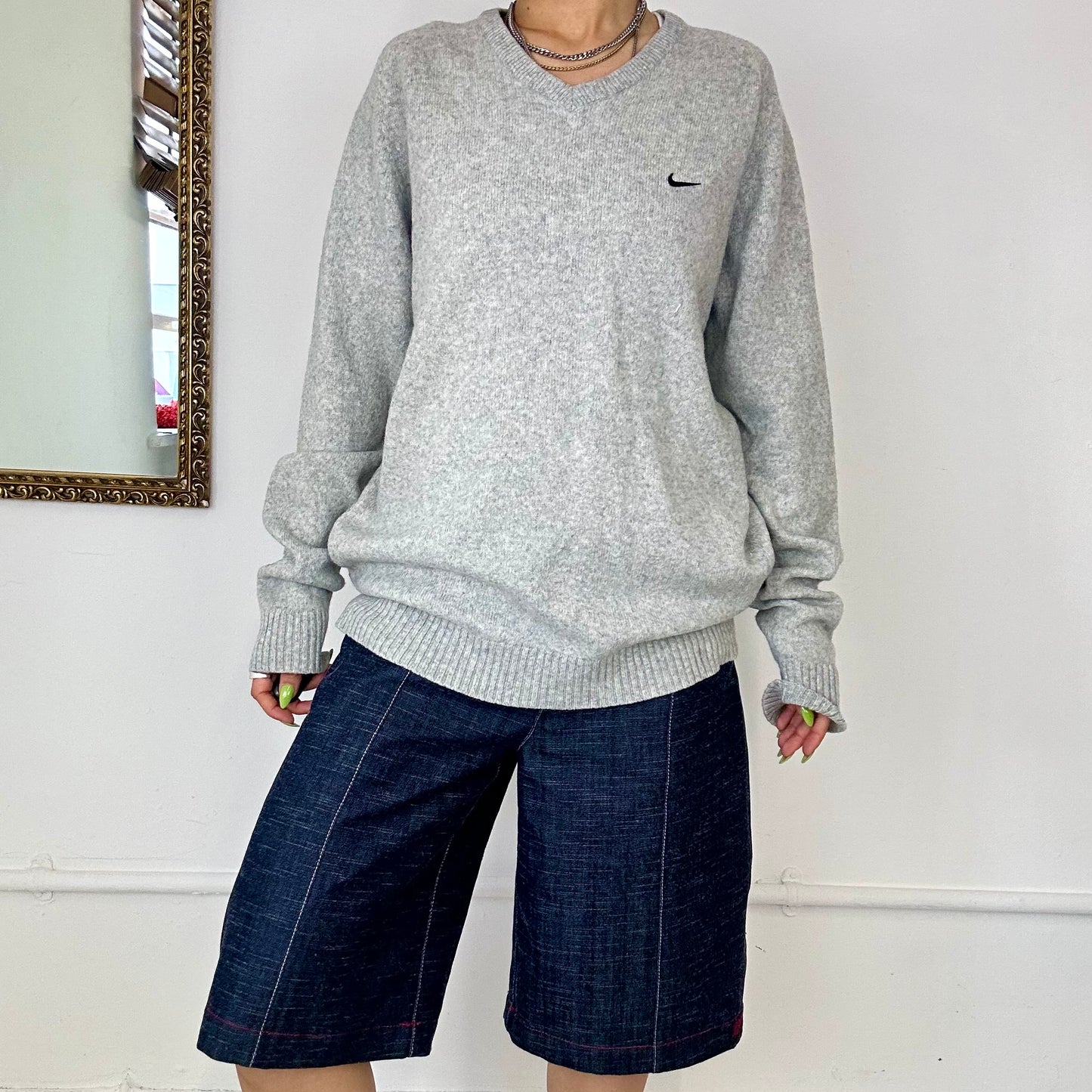 grey vintage knitted nike jumper