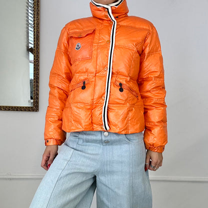 vintage orange moncler down filled puffer coat