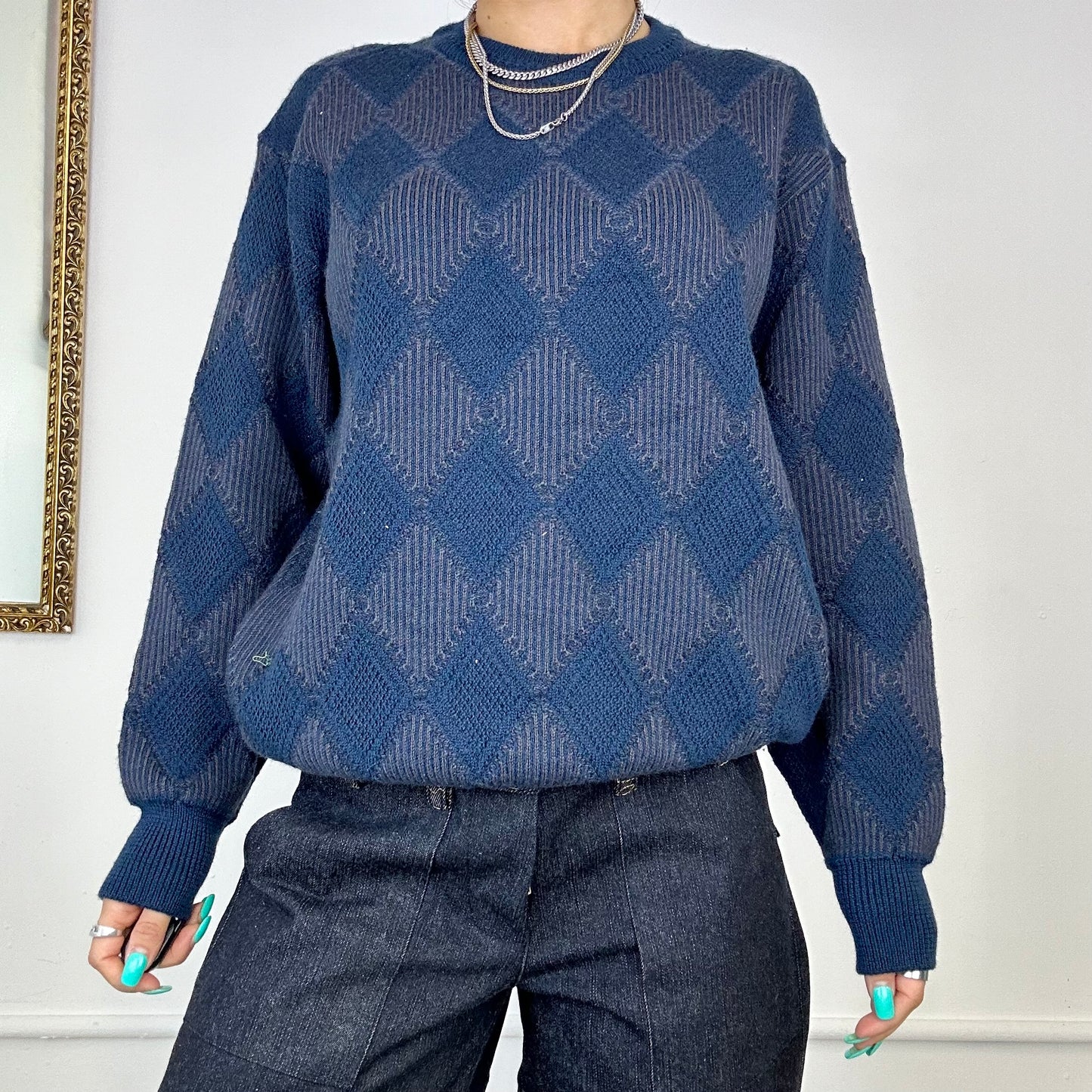 vintage blue knitted jumper