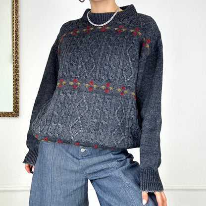 vintage grey cable knit jumper