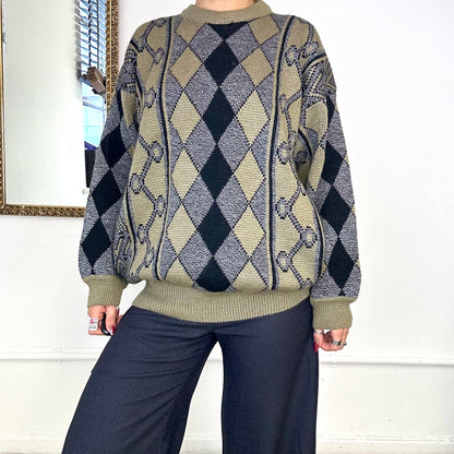 vintage patterned knitted jumper