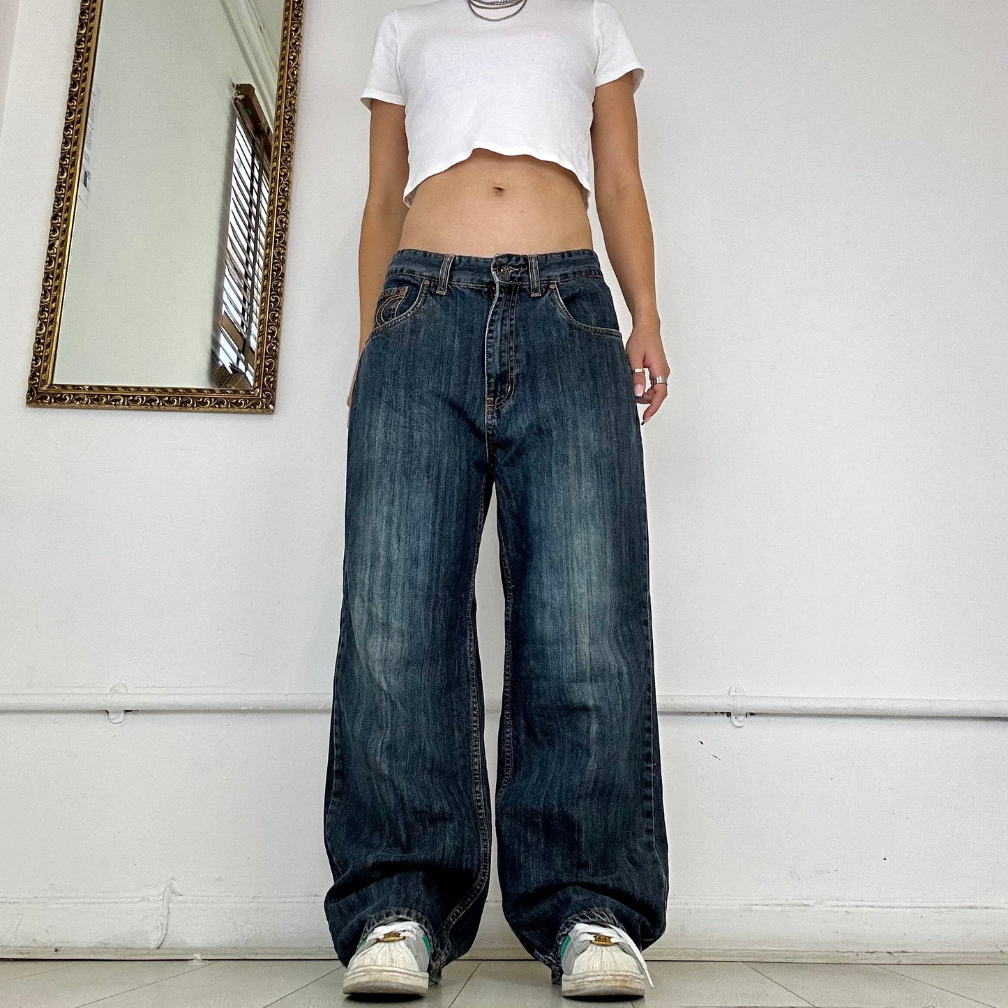 90's dark blue baggy jeans