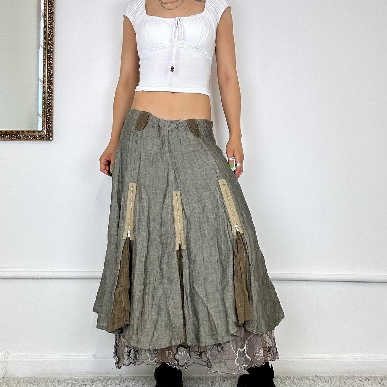 utility style layered maxi skirt no