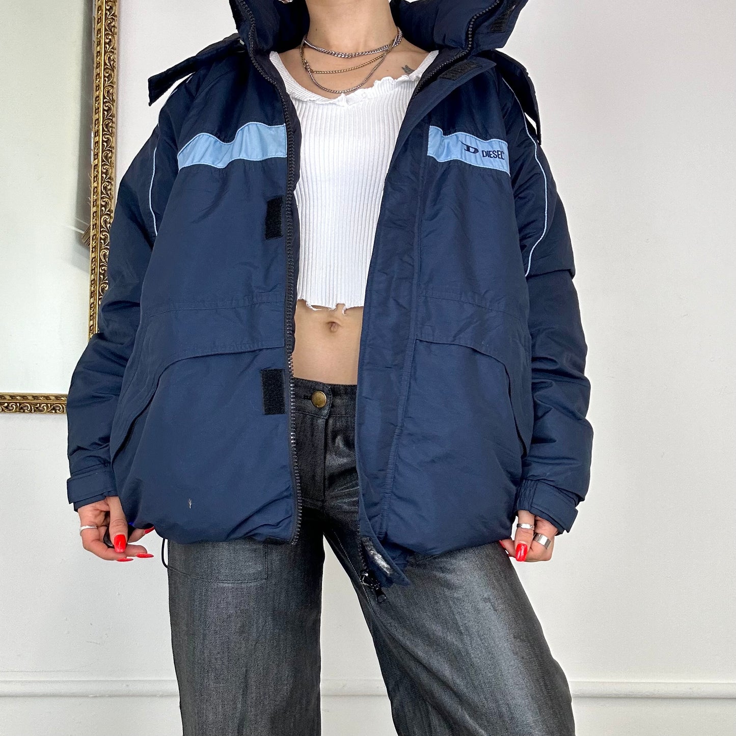 reversible diesel puffer jacket