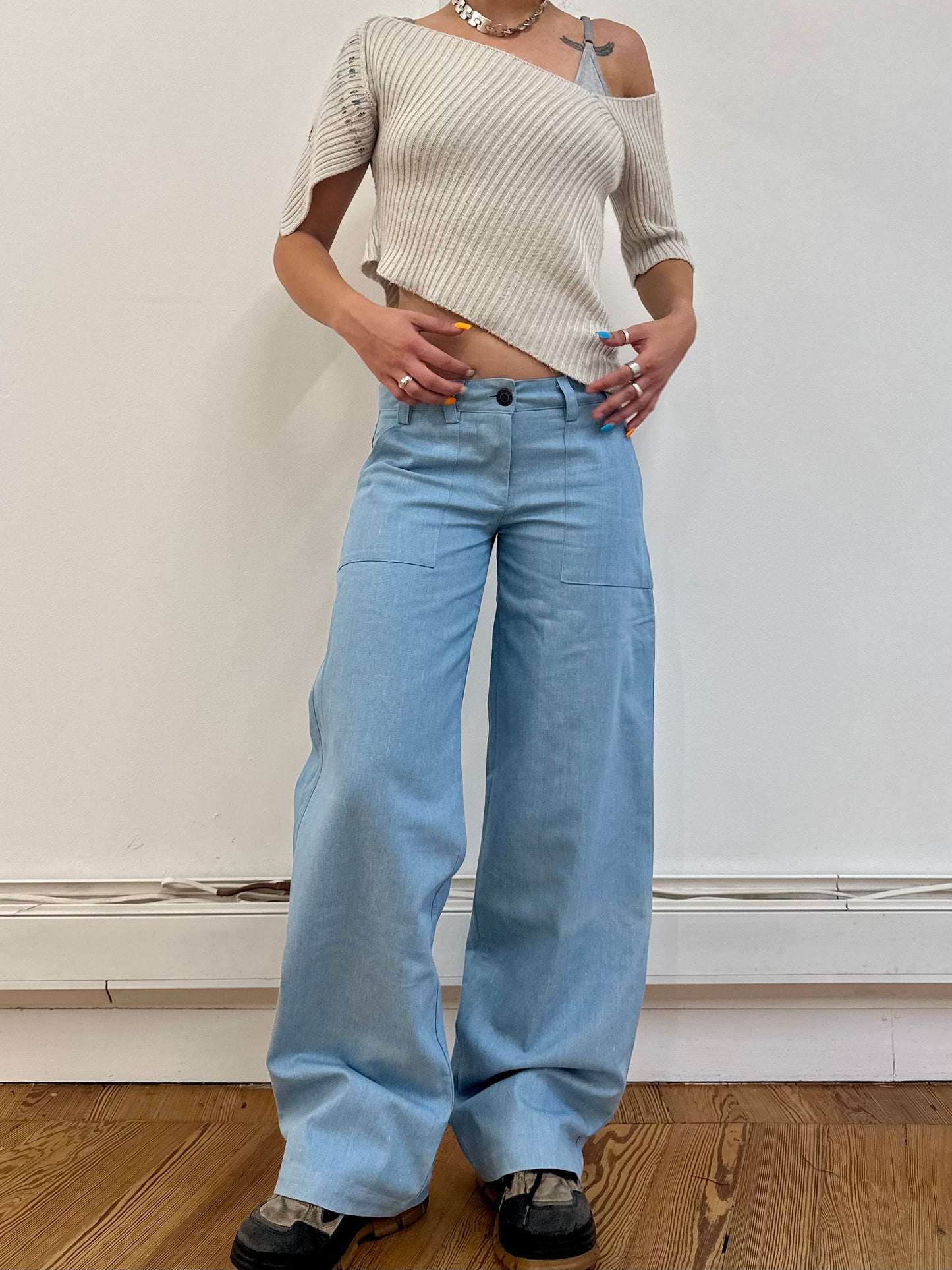 the slouch in light wash denim