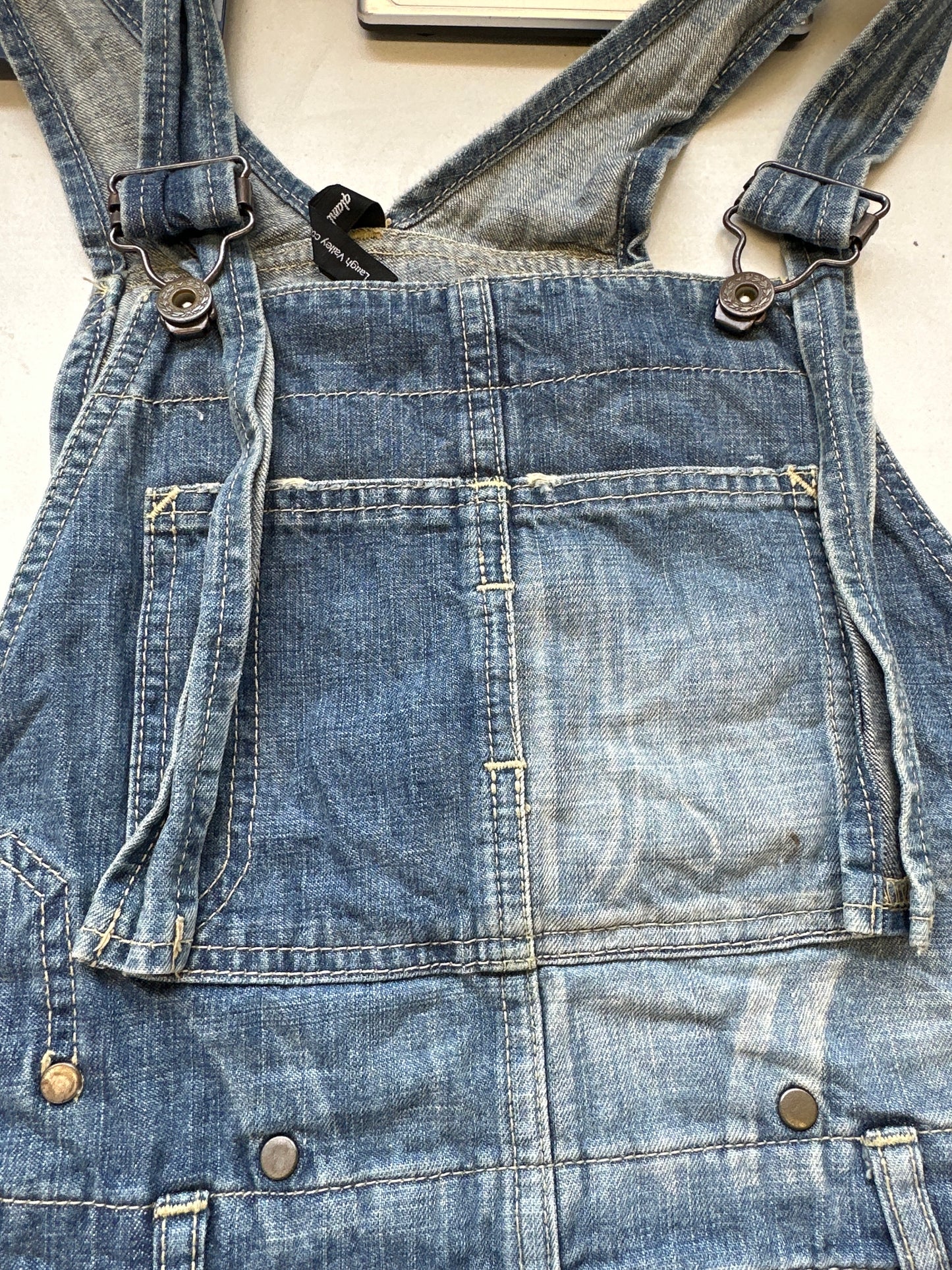 two tone denim wash dungarees