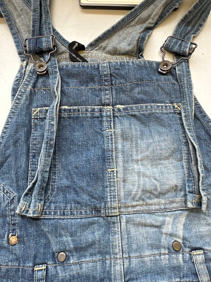 two tone denim wash dungarees