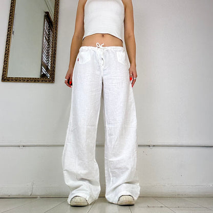 white linen trousers