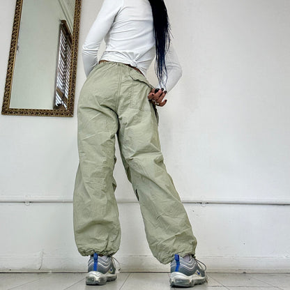 khaki parachute cargo trousers