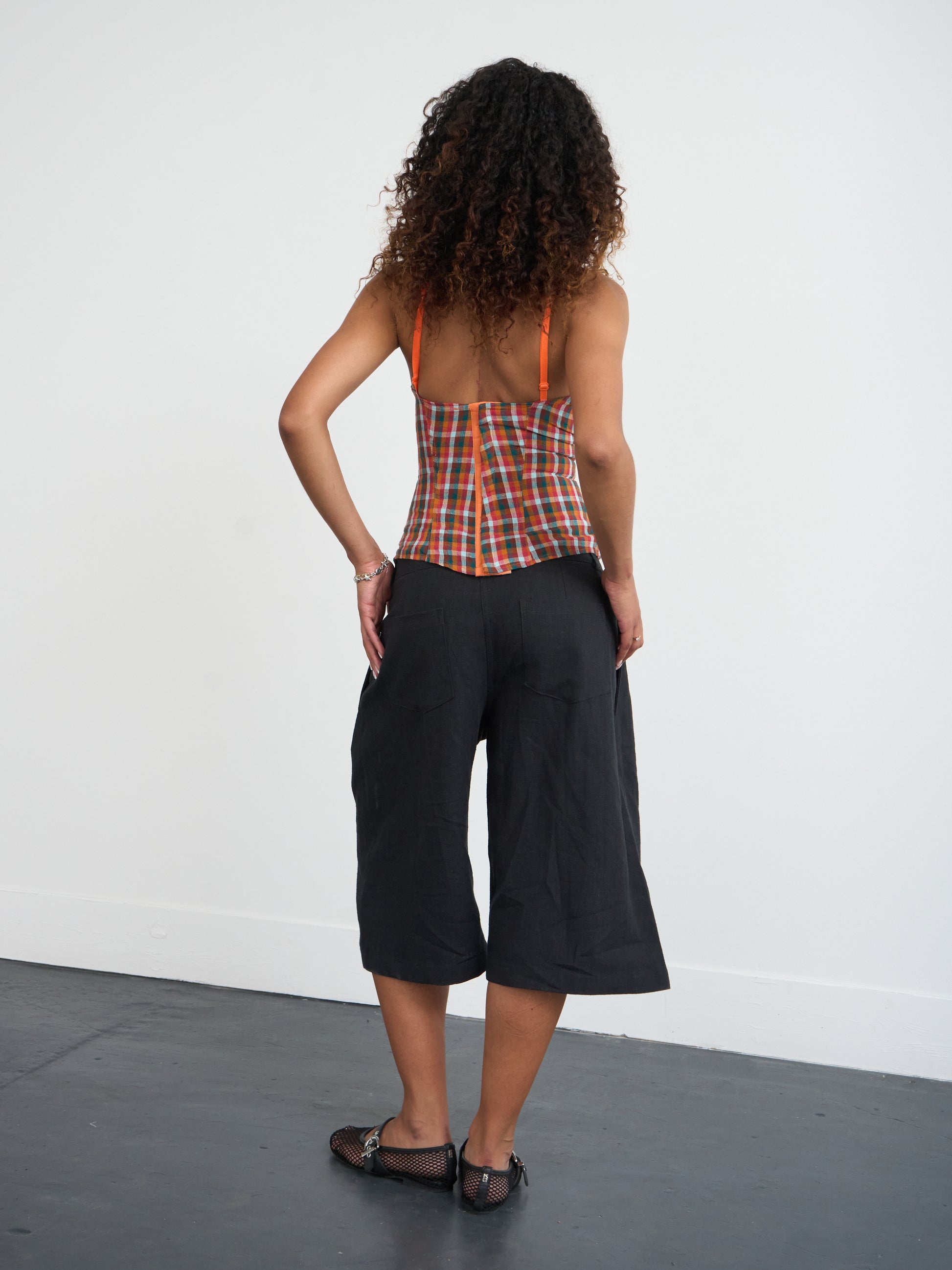 sienna top - multi gingham linen