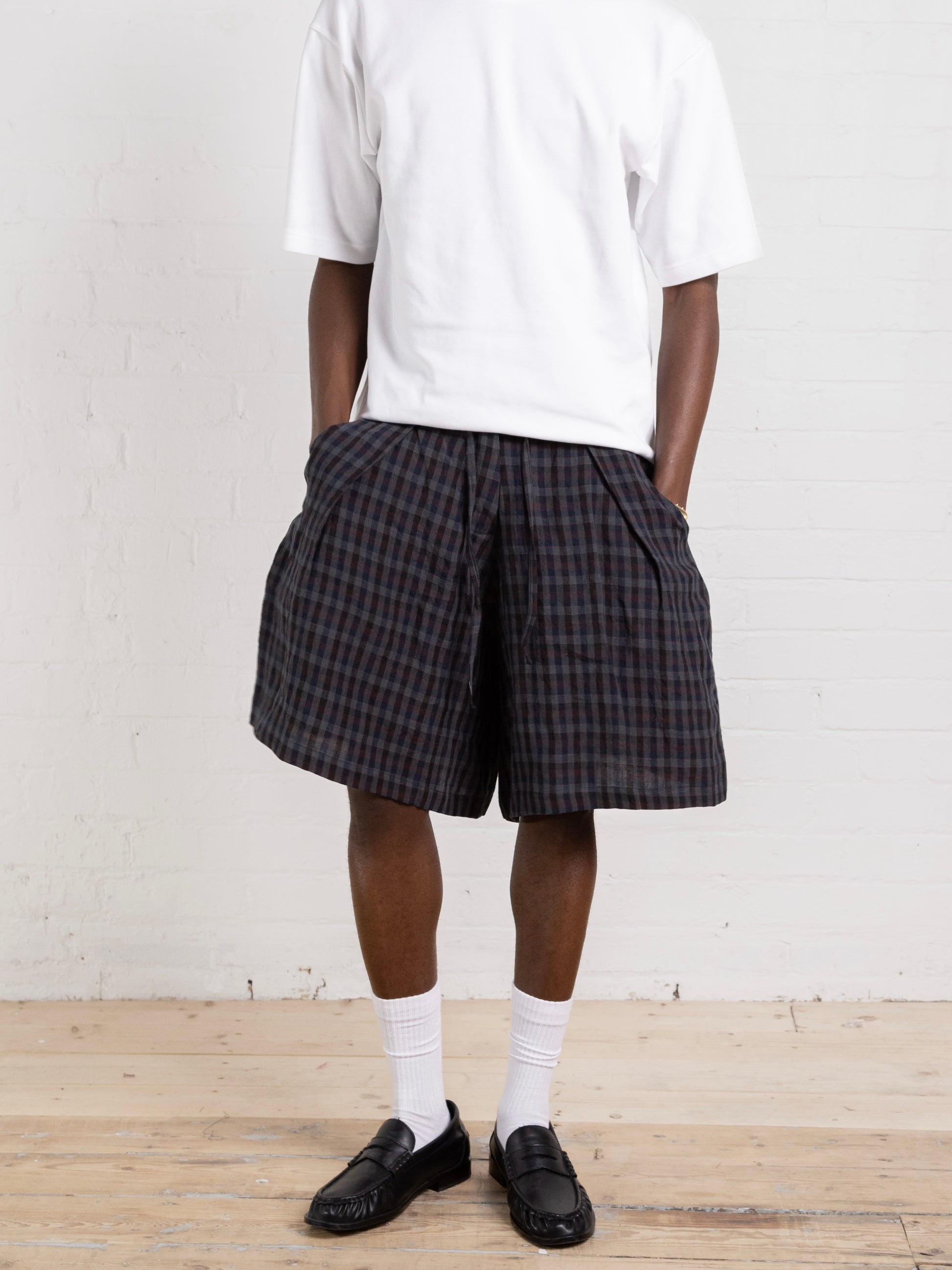 lake short - gingham linen